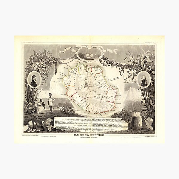 Item preview, Vintage Bourbon Island Map (1856) Réunion France  designed and sold by BravuraMedia.