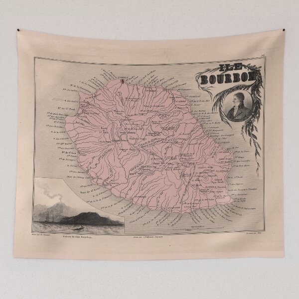 Item preview, Vintage Bourbon Island Map (1869) Réunion France  designed and sold by BravuraMedia.