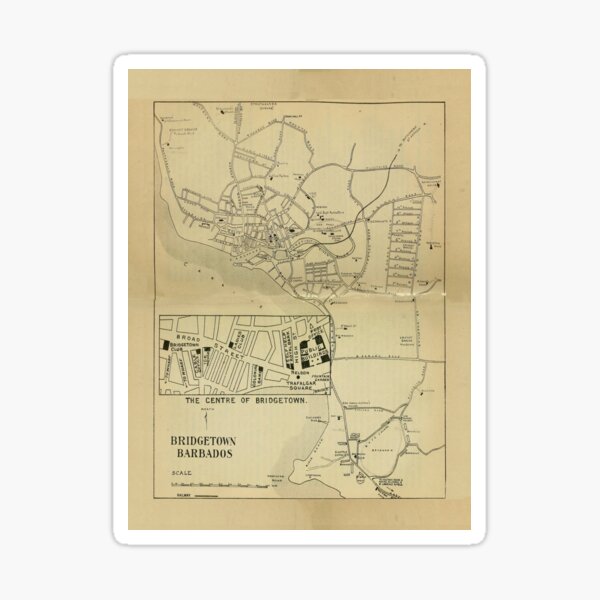 Item preview, Vintage Bridgetown Barbados Map (1914) designed and sold by BravuraMedia.