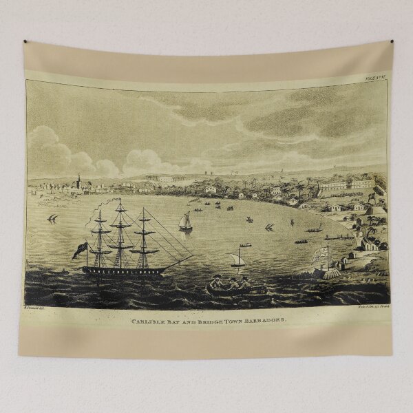 Item preview, Vintage Bridgetown Barbados Pictorial Map (1820) designed and sold by BravuraMedia.