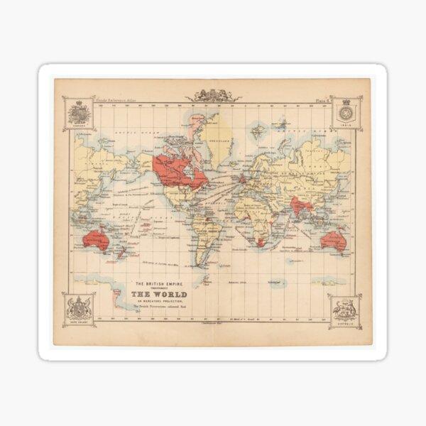 Vintage British Empire World Map (1888) Sticker