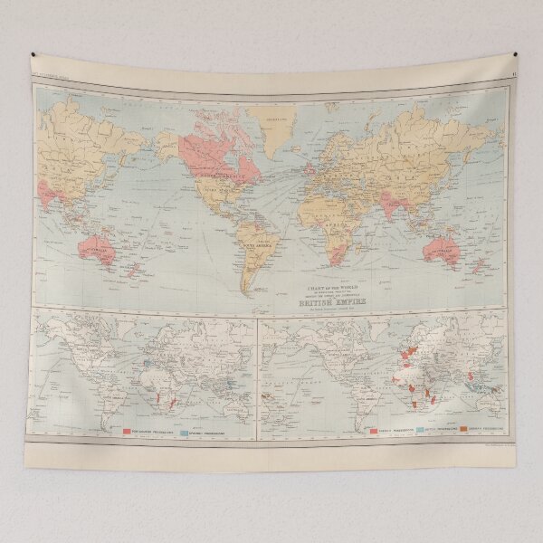 Item preview, Vintage British Empire World map (1890) designed and sold by BravuraMedia.