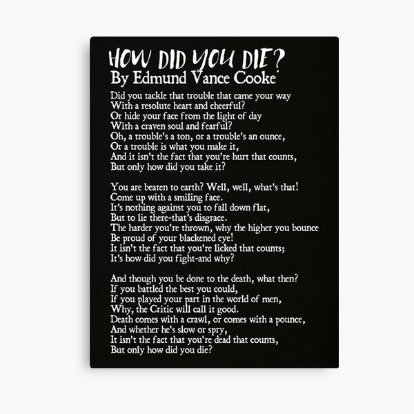 Item preview, How Did You Die? Inspirational / Motivational Poem designed and sold by knightsydesign.