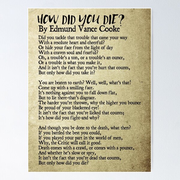 Item preview, How Did You Die? Inspirational / Motivational Poem designed and sold by knightsydesign.