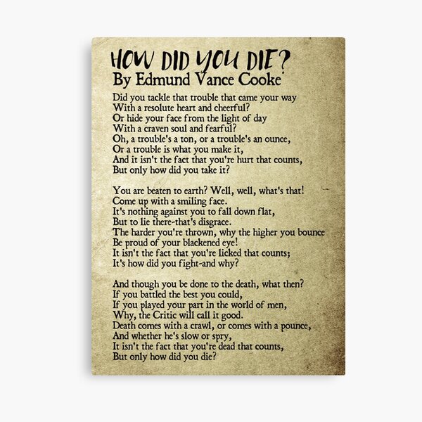 Item preview, How Did You Die? Inspirational / Motivational Poem designed and sold by knightsydesign.