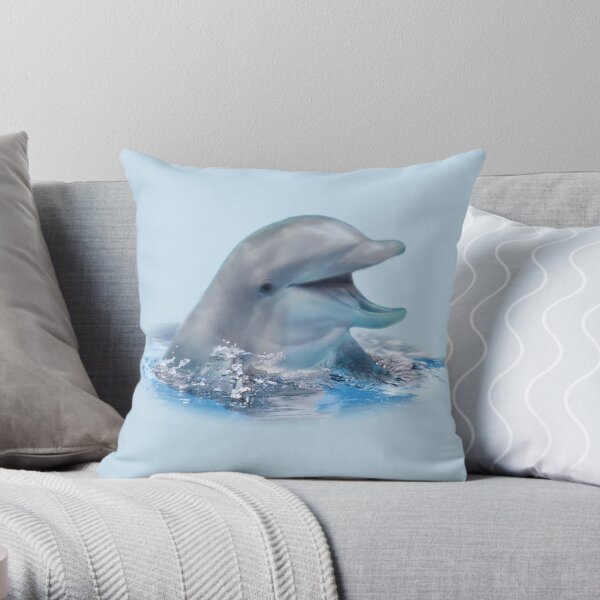 Happy Dolphin Throw Pillow