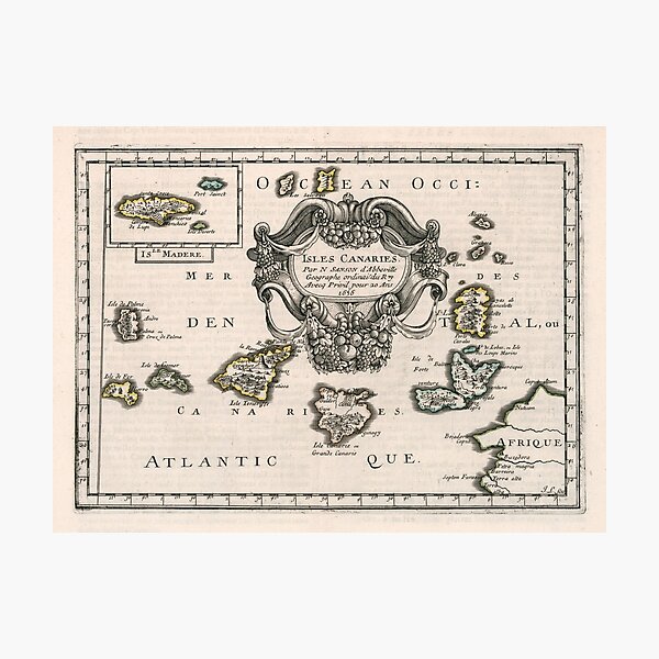 Item preview, Vintage Canary Islands Map (1656) designed and sold by BravuraMedia.