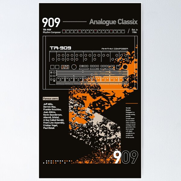 Item preview, 909 Classix Outline Orange designed and sold by synthshirts.