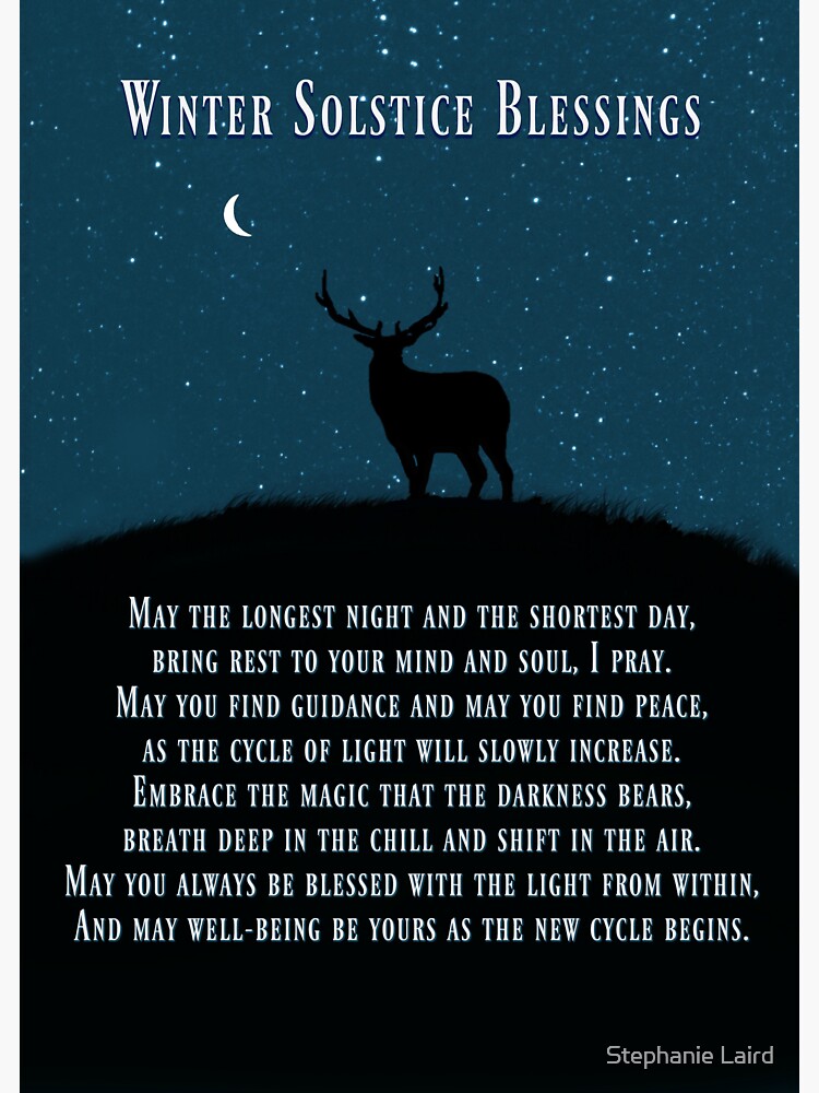 Winter Solstice Yule Elk And Crescent Moon Blessing Sticker By Lazyl Redbubble