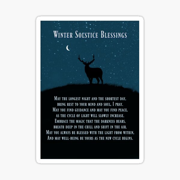 Winter Solstice Yule Elk And Crescent Moon Blessing Sticker By Lazyl Redbubble