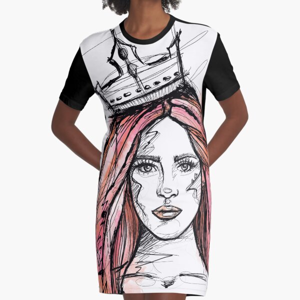 LADY Queen Mermaid Sketch watercolor T-Shirt Kleid
