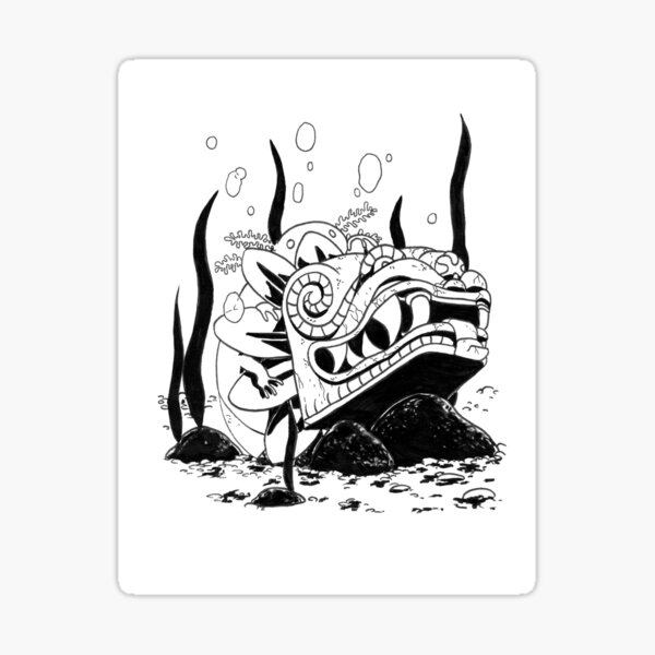 Vista previa del artículo con la obra «Axolotl y Quetzalcóatl», diseñado y vendido por MedussaSolar.