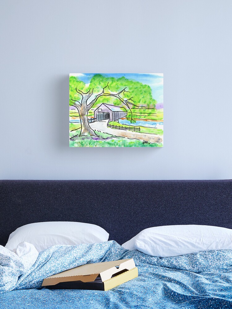 Thumbnail 1 of 3, Canvas Print, Covered Bridge Avonport Nova Scotia designed and sold by Kevin Cameron.