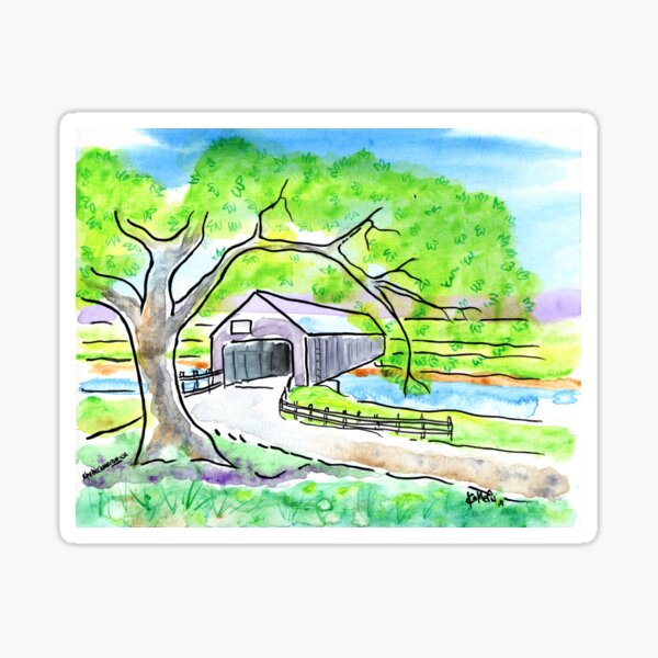 Covered Bridge Avonport Nova Scotia Sticker