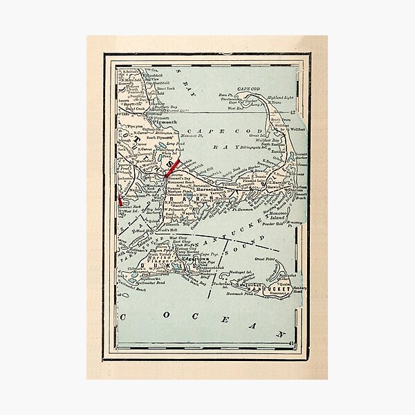 Vintage Cape Cod Map (1893) Photographic Print