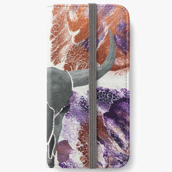 Steers Skull II (purple fluid art background) iPhone Wallet