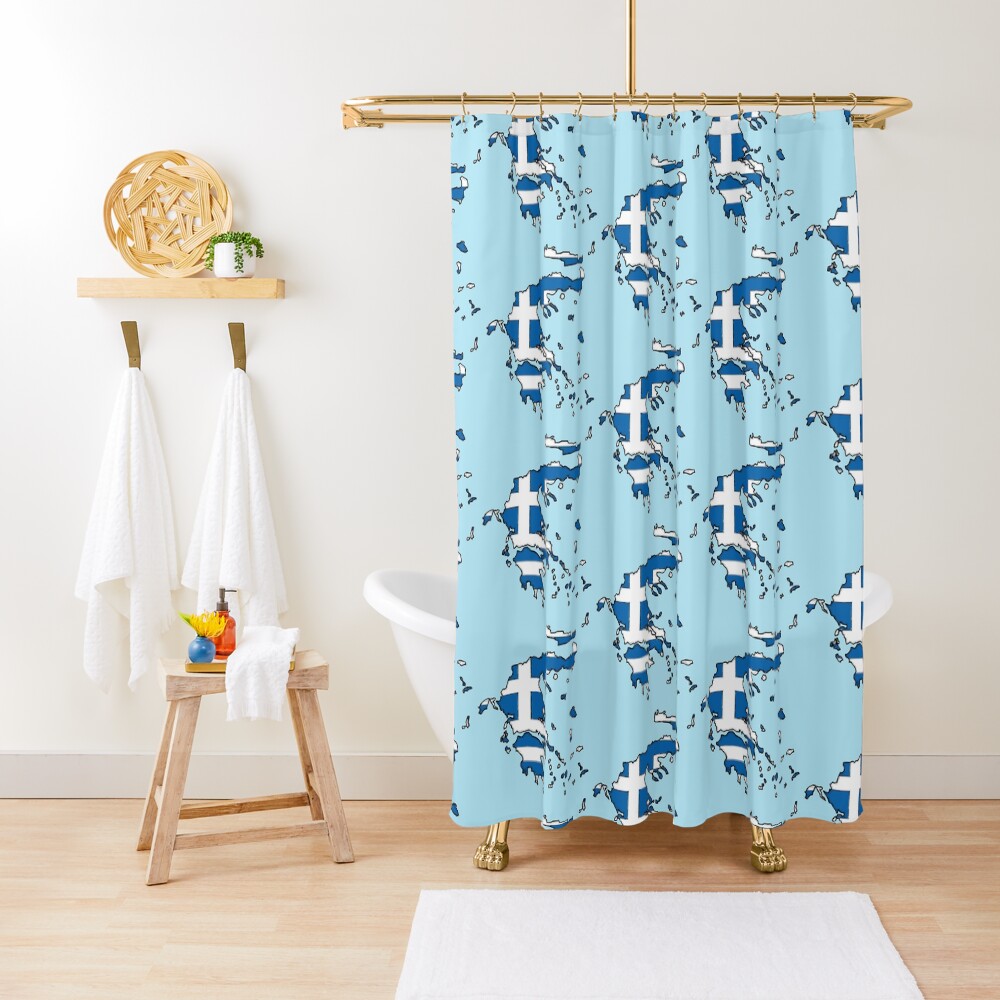 "Greece Map With Greek Flag" Shower Curtain for Sale by Havocgirl