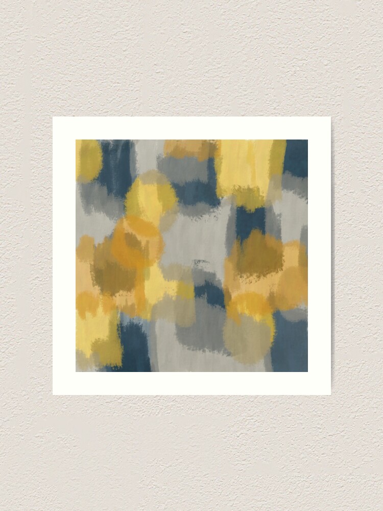 navy blue and yellow paintings