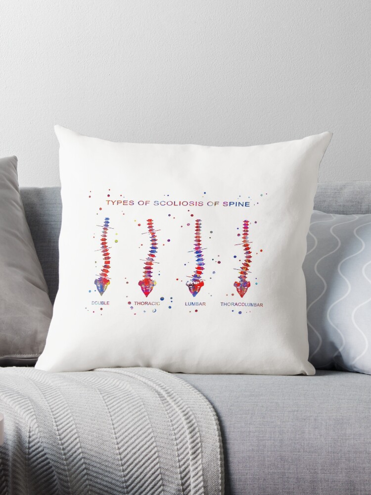 Type of scoliosis of spine Throw Pillow for Sale by Rosaliartbook