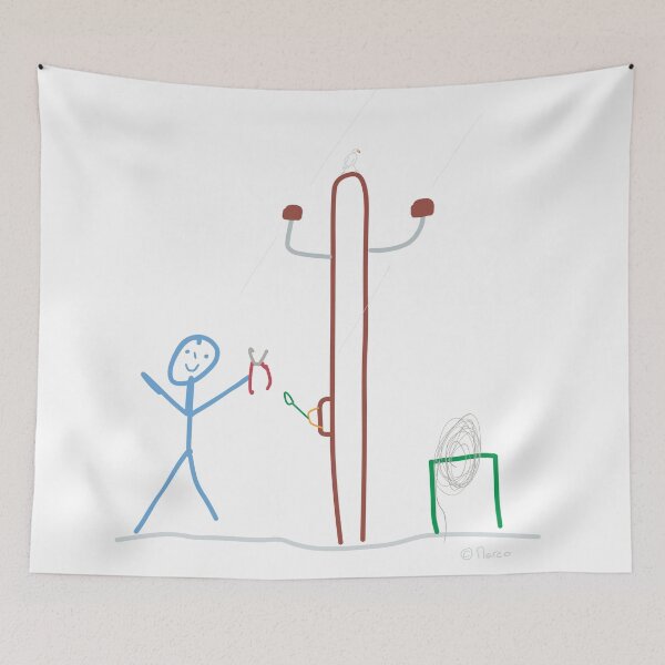 Item preview, Electrician Stickfigure  electricity cable installation Work job  designed and sold by KlareLinie.
