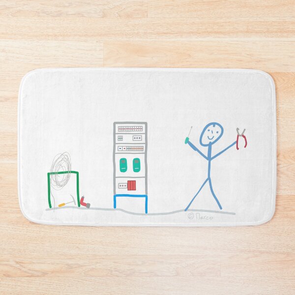 Item preview, Electrician Stickfigure  electricity cable installation Work job  designed and sold by KlareLinie.