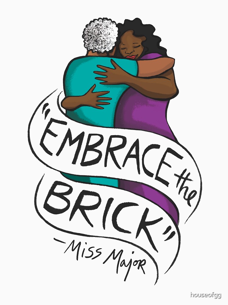 Thumbnail 7 of 7, Classic T-Shirt, "Embrace the Brick" - Miss Major - Art by Micah Bazant designed and sold by houseofgg.