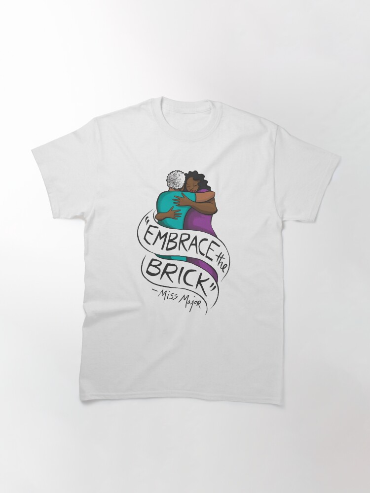 Thumbnail 3 of 7, Classic T-Shirt, "Embrace the Brick" - Miss Major - Art by Micah Bazant designed and sold by houseofgg.