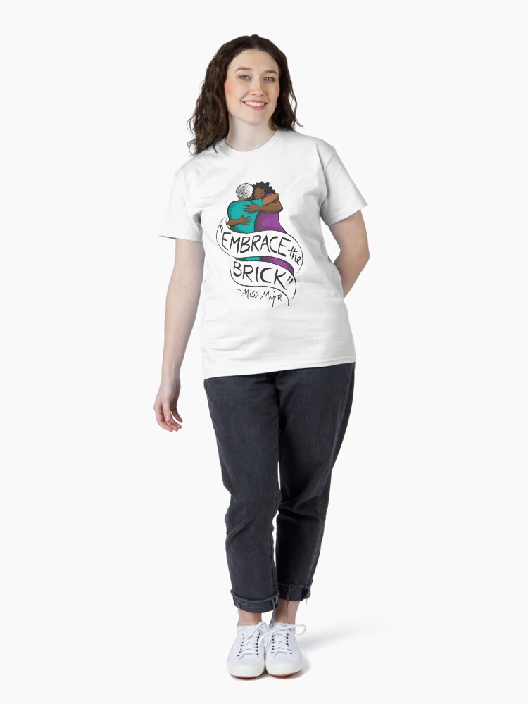 Thumbnail 4 of 7, Classic T-Shirt, "Embrace the Brick" - Miss Major - Art by Micah Bazant designed and sold by houseofgg.