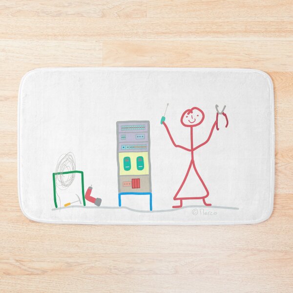 Item preview, Electrician Stickfigure  electricity cable installation Work job  designed and sold by KlareLinie.