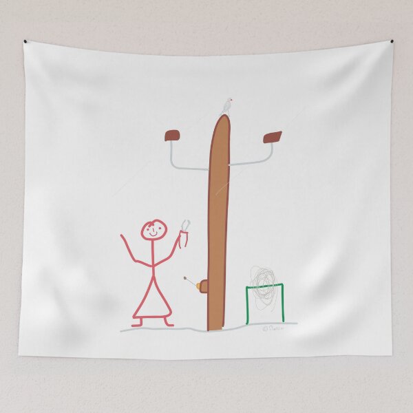 Item preview, Electrician Stickfigure  electricity cable installation Work job girl woman equally  designed and sold by KlareLinie.