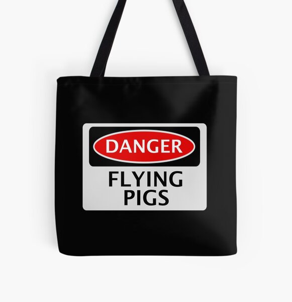 Item preview, DANGER FLYING PIGS, FUNNY FAKE SAFETY SIGN designed and sold by DangerSigns.