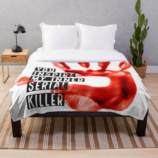 Serial Killer Bloody Handprint Graphic Throw Blanket