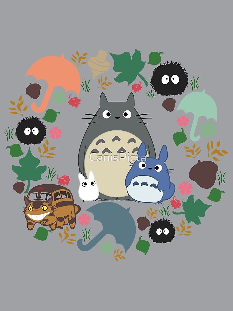 Mein Nachbar Totoro Kranz - Anime, Catbus, Ruß Sprite, Blau Totoro, Weiß Totoro, Senf, Ocker, Regenschirm, Manga, Hayao Miyazaki, Studio Ghibl von CanisPicta