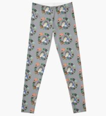 Leggings Mi Vecino Totoro Wreath - Anime, Catbus, Sprite de hollín, Totoro azul, Totoro blanco, Mostaza, Ocre, Paraguas, Manga, Hayao Miyazaki, Studio Ghibl