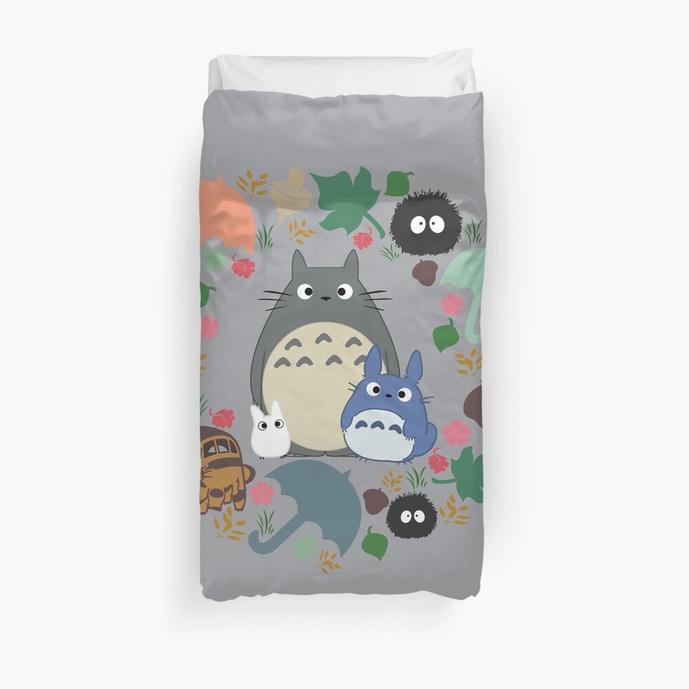 Mein Nachbar Totoro Kranz - Anime, Catbus, Ruß Sprite, Blau Totoro, Weiß Totoro, Senf, Ocker, Regenschirm, Manga, Hayao Miyazaki, Studio Ghibl Bettbezug