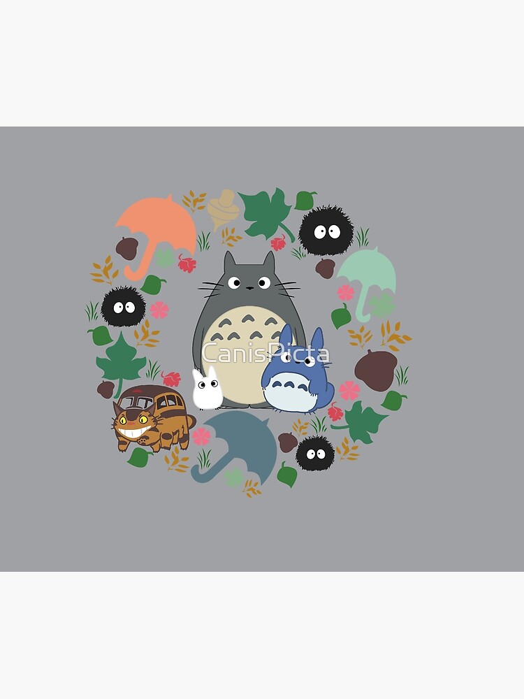 My Neighbor Totoro Wreath - Anime, Catbus, Soot Sprite, Blue Totoro, White Totoro, Mustard, Ochre, Umbrella, Manga, Hayao Miyazaki, Studio Ghibl by CanisPicta