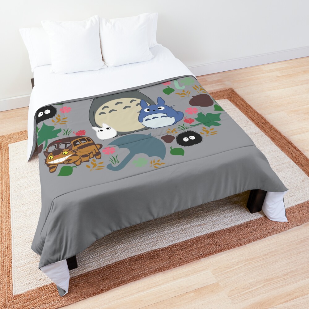 Mein Nachbar Totoro Kranz - Anime, Catbus, Ruß Sprite, Blau Totoro, Weiß Totoro, Senf, Ocker, Regenschirm, Manga, Hayao Miyazaki, Studio Ghibl Tagesdecke