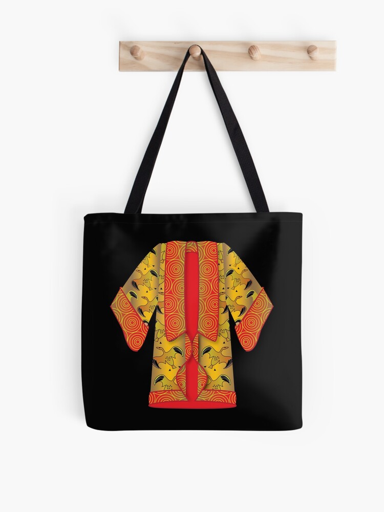 Japanese Kimono Girl Red and Yellow Kimono Tote Bag by McCaff Designs
