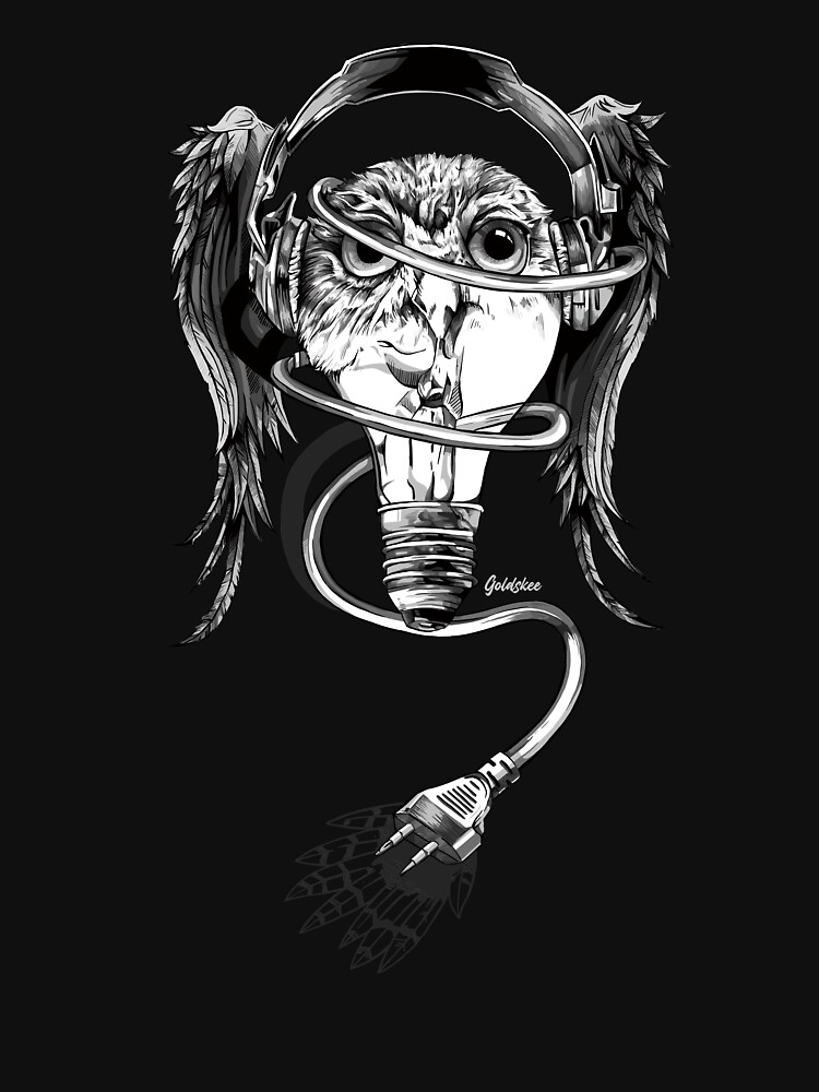 Thumbnail 7 of 7, Classic T-Shirt, Techno Owl designed and sold by Goldskee.