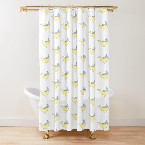Baby Dolphin with Yellow Blanket Shower Curtain