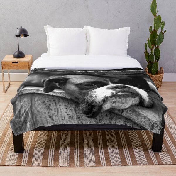 Boxer Dog On Windowsill Throw Blanket