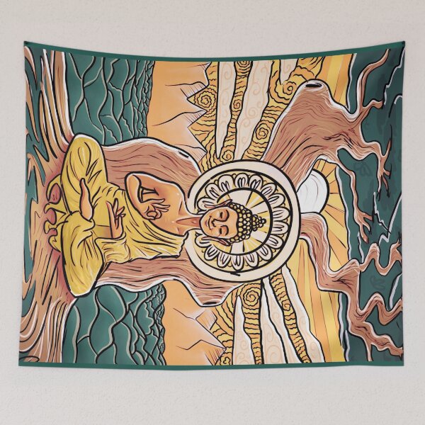 Item preview, Sunset Buddha Illustration designed and sold by jaekdraws.