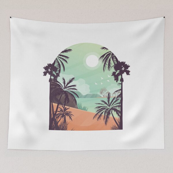 Item preview, Beach with palm trees designed and sold by Retrolendo.