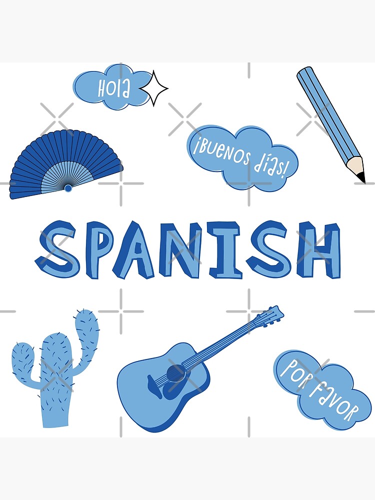 light-blue-spanish-language-school-subject-sticker-pack-art-print-for