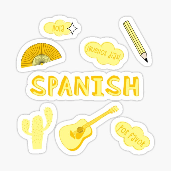 Light Yellow Spanish Language School Subject Sticker Pack Sticker