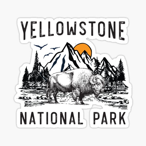 Weinlese Yellowstone Nationalpark Wyoming-Gebirgsbison Sticker