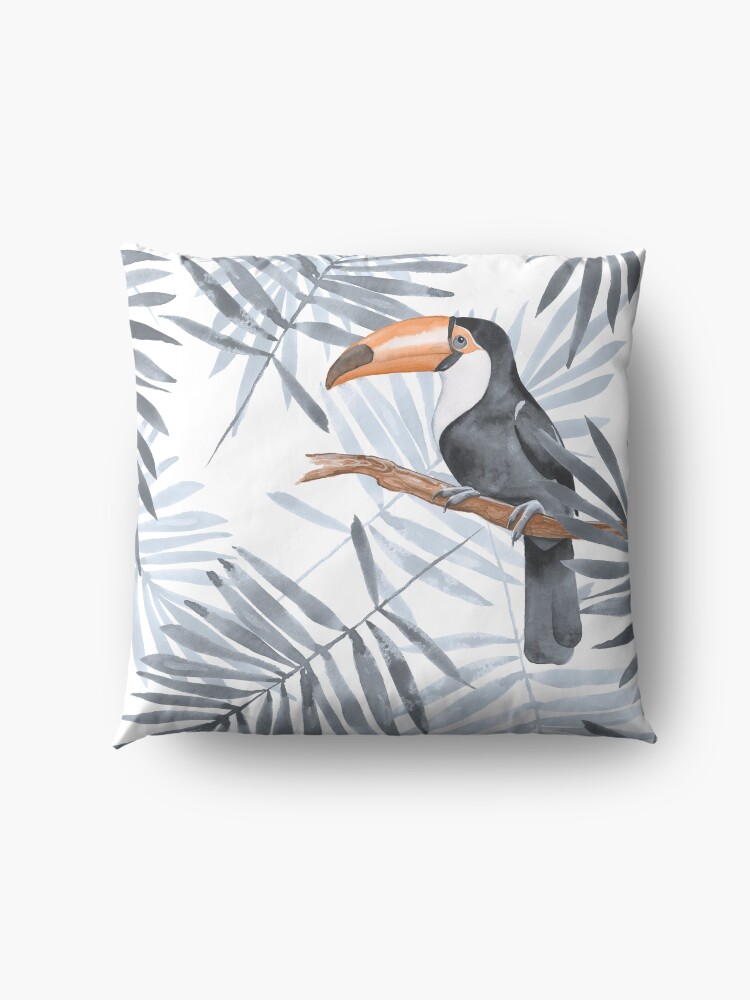 Alternate view of Palm leaves and Toucan Floor Pillow