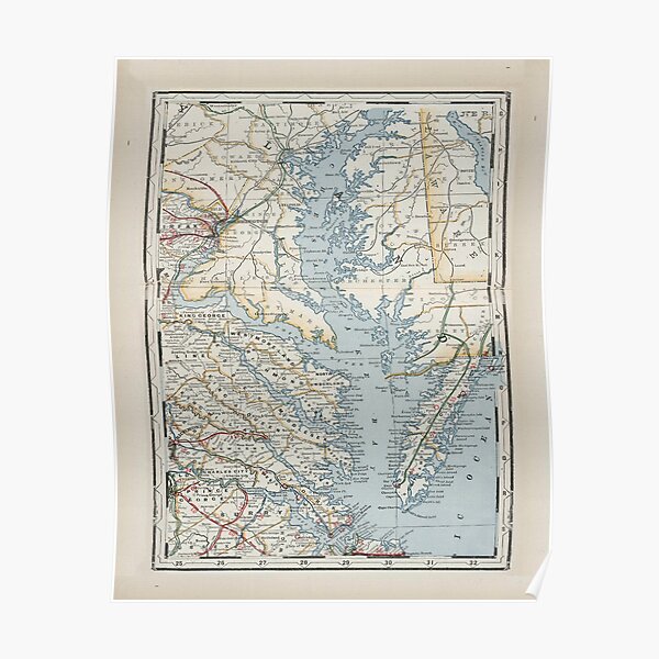Vintage Map of the Chesapeake Bay (1901) Poster