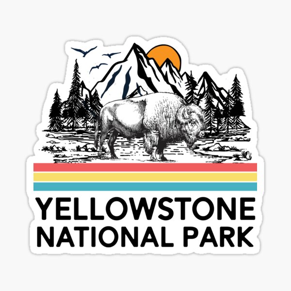 Vintage Yellowstone National Park Retro 80s Mountains T-Shirt Tee Gifts Sticker