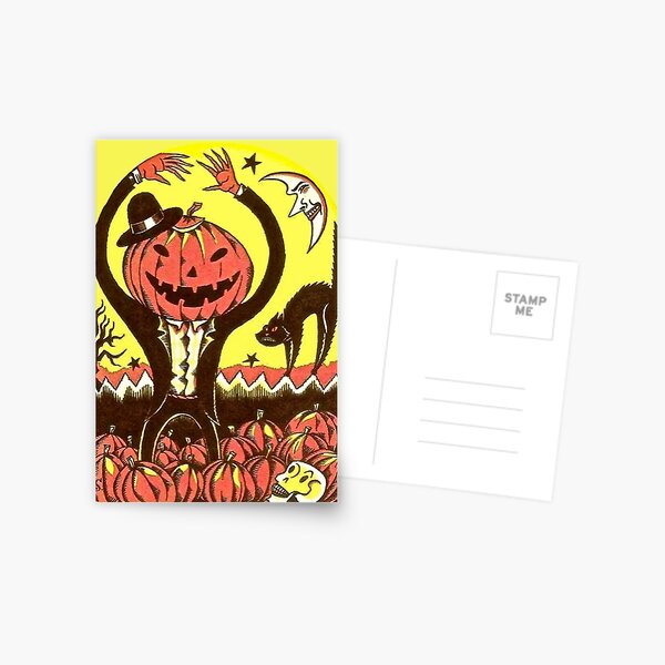 Halloween In The Pumpkin Field Postcard